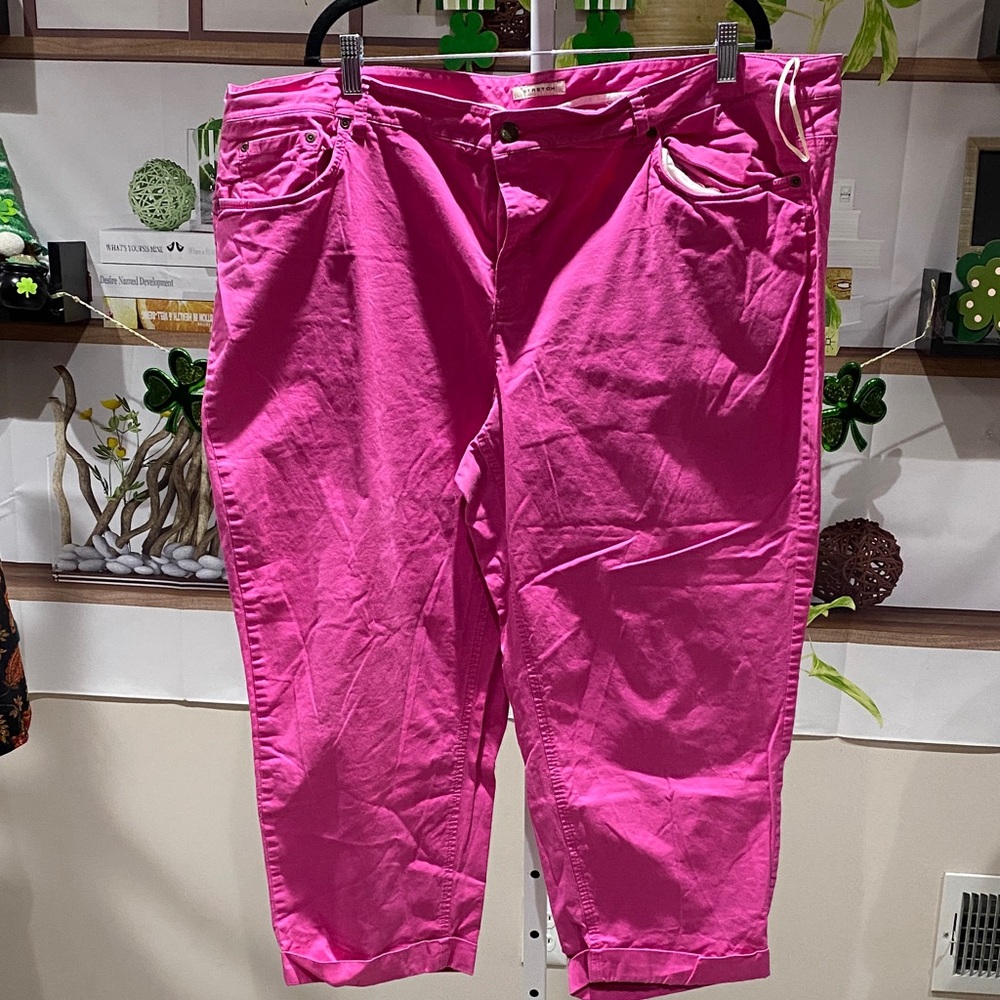 Jones New York Stretch Pink Pants size 24 W. Waist is 23 rise 12 length 24